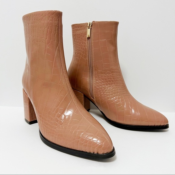 Nasty Gal Shoes - NASTY GAL - Dusty Rose Croc Booties